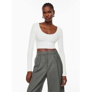 ✨Babaton Sculpt Knit Scoopneck White Longsleeve Sz Small Top✨